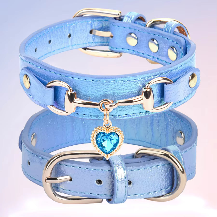 Wag Lab Color-Changing Rhinestone Heart Dog Collar