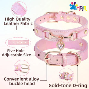 Wag Lab Color-Changing Rhinestone Heart Dog Collar