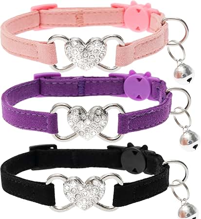 Wag Lab Color-Changing Rhinestone Heart Dog Collar
