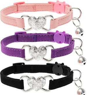 Wag Lab Color-Changing Rhinestone Heart Dog Collar